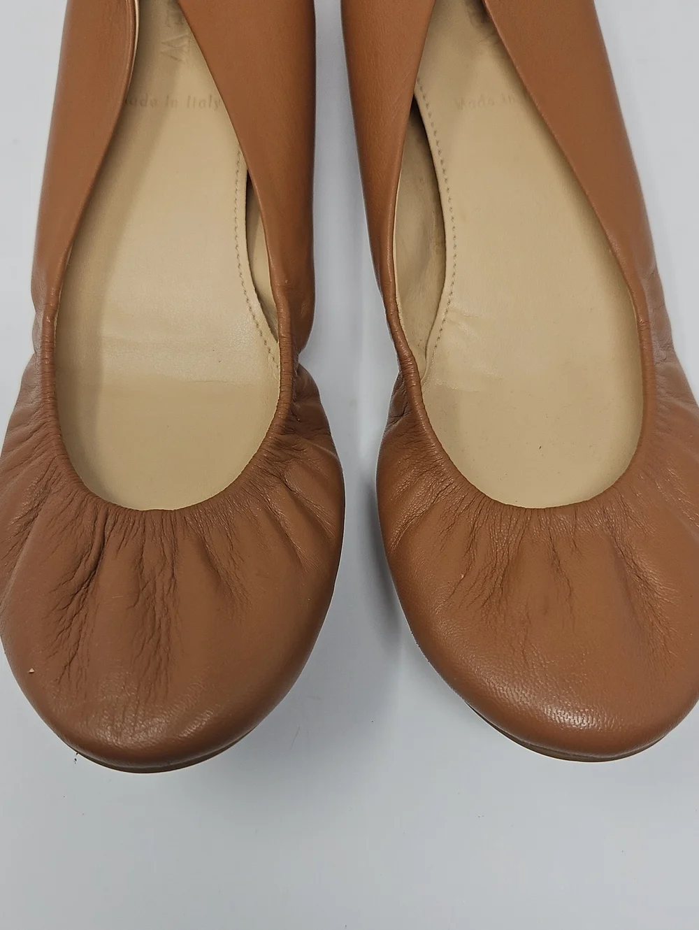 J. Crew Made In Italy Leather Tan Ballet Flats Women's 7 Comfort Minimalist
